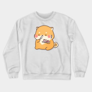 Latte dog eating a cake Crewneck Sweatshirt